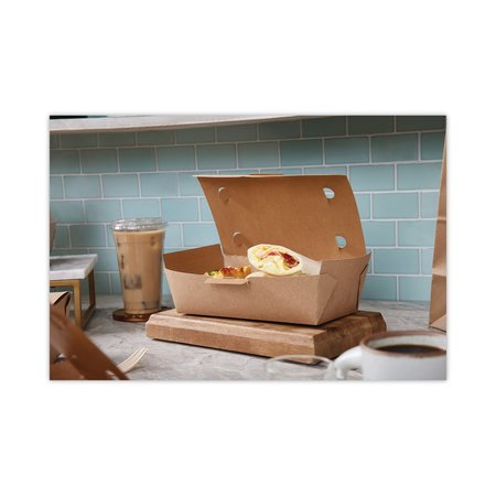 Pactiv Evergreen EarthChoice Tamper Evident OneBox Paper Box, 9.04 x 4.85 x 2.75, Kraft, PK162, 162PK NOB04SKECTE